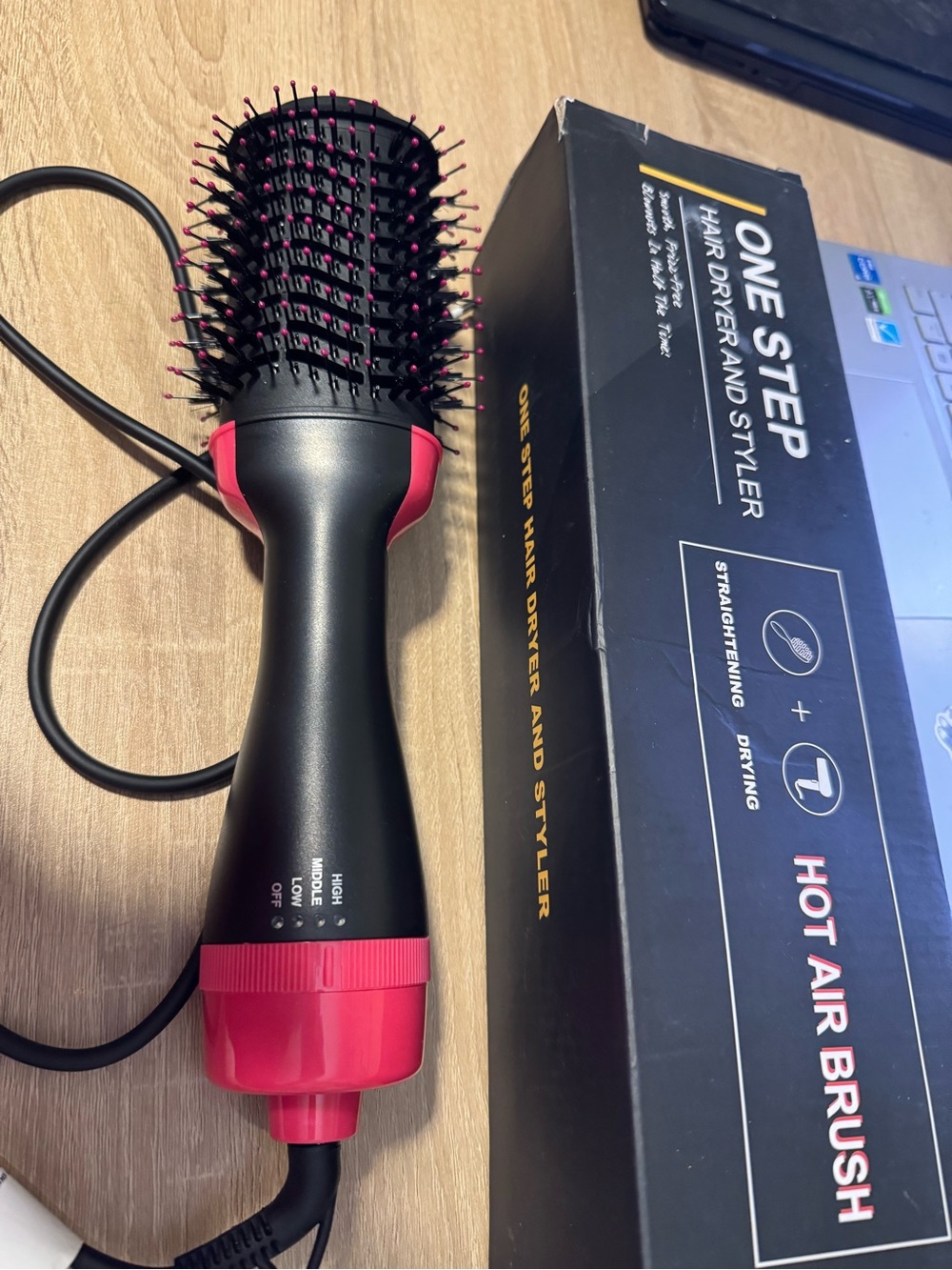 Hot Air Brush - Black and Pink Hair Dryer & Styler